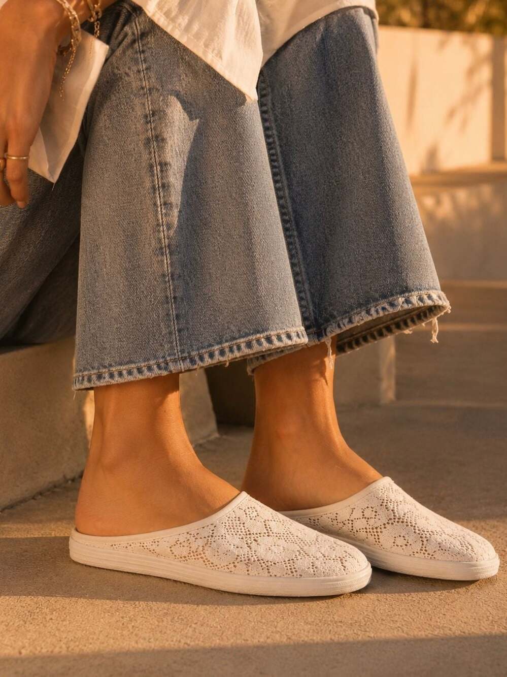 Vintage Lace Mesh Slip On Flats *DEADSTOCK* Coastal Grandma Ballet Shoes XL 10